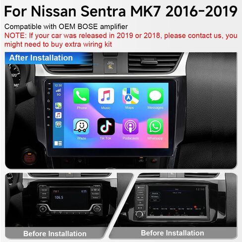 راديو ستيريو للسيارة ASURE Android 15 لسيارة Nissan Sentra 2016 2017 - شاشة لمس 10.1 بوصة HD IPS مع CarPlay اللاسلكي وAndroid Auto - 4+64G ترقية راديو بلوتوث GPS DSP SWC WiFi كاميرا احتياطية للملاحة in Kuwait