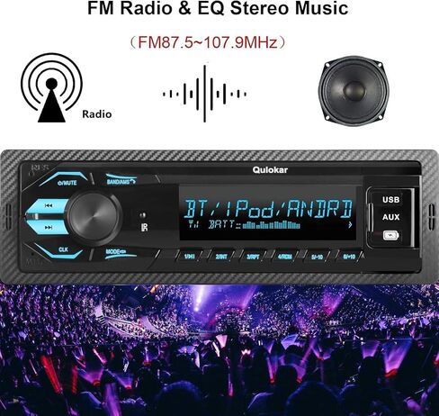 Single DIN Multimedia Car Stereo Radio,7 Character LCD,Bluetooth with Hands Free Calling & Music Streaming,USB Playback & AUX Input,AM/FM Radio Receiver Wireless Remote Control in Kuwait
