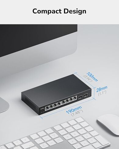 Cudy GS108ES2 8 Port Gigabit Light-Managed Switch with 2 SFP, Web Managed, SNMP, VLAN, QoS, IGMP Snooping, Desktop/Wall Mount in Kuwait