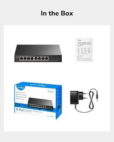 Cudy GS108ES2 8 Port Gigabit Light-Managed Switch with 2 SFP, Web Managed, SNMP, VLAN, QoS, IGMP Snooping, Desktop/Wall Mount in Kuwait