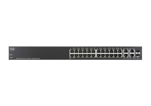 Cisco Certified SF300-24PP-K9-NA | محول مُدار بمنفذ 10/100 PoE مع وصلات جيجابت الصاعدة | ضمان المخلفات الصلبة المحدود المحسن للشركات الصغيرة {SF300-24PP-K9NA-RF} المعاد تصنيعه (متجدد) in Kuwait
