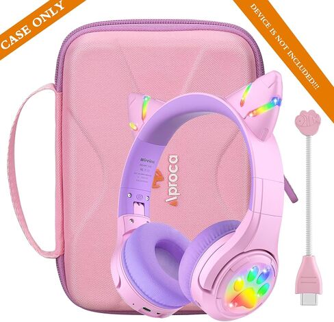 حافظة Aproca متوافقة مع سماعات الرأس بلوتوث Riwbox CF9 Cat Ear Kids، حقيبة تخزين صلبة للملحقات - وردي (الجراب فقط) in Kuwait