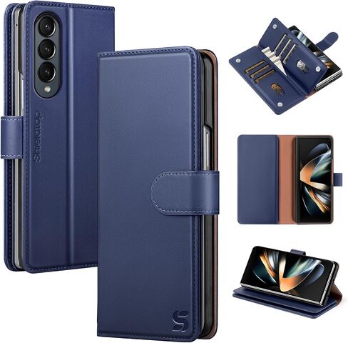 Shieldtop Compatible with Samsung Galaxy Z Fold 4 Wallet Case with Card Holder,Women Man Phone Case RFID Blocking PU Leather Flip Protective Cover Credit Card Holder Slots Kickstand,Black in Kuwait