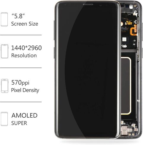 TFT LCD لهاتف Samsung Galaxy S9 استبدال الشاشة لـ G960 G960U G960W G960 SM-G960F SM-G960/DS SM-G960F/DS 5.8 بوصة شاشة LCD تعمل باللمس مجموعة محول الأرقام مع إطار in Kuwait