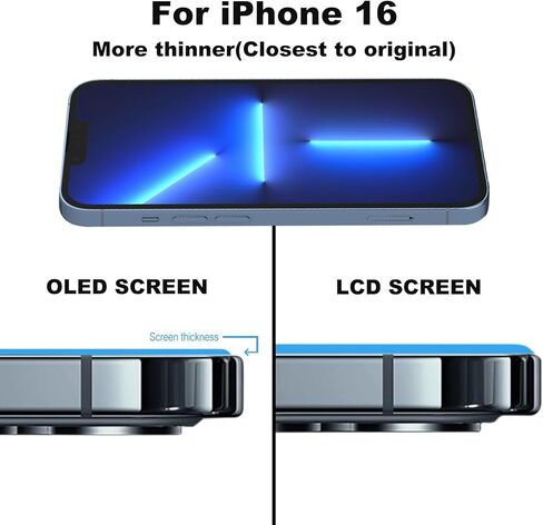 شاشة OLED بديلة لشاشة iPhone 16 [OLED ناعمة، وليس LCD صلبة]، مجموعة رقمية عالية الدقة ثلاثية الأبعاد تعمل باللمس مع مجموعة أدوات إصلاح، لاصق مقاوم للماء، واقي شاشة in Kuwait