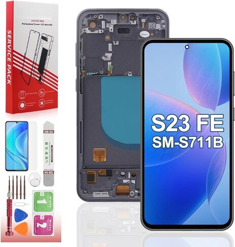 OLED Screen for Samsung Galaxy S23 FE 5G Screen Replacement for Galaxy S23 FE SM-S711U S711B S711N LCD Display Touch Screen Digitizer Assembly with Tools Kits（Black Frame） in Kuwait