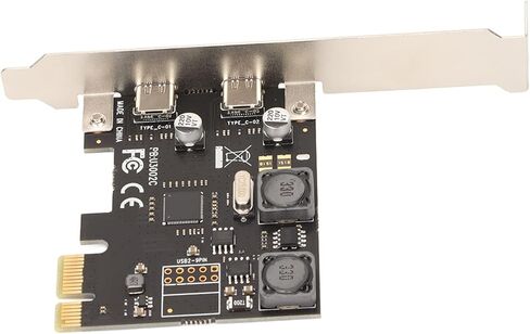 Zunate PCIe to USB C Expansion Card, 2-Port 5Gbps Super Speed, Independent Fuse & Capacitor Protection, Compatible with /7/8/10, Fits PCIe X1/x4/x8/x16 Slots in Kuwait