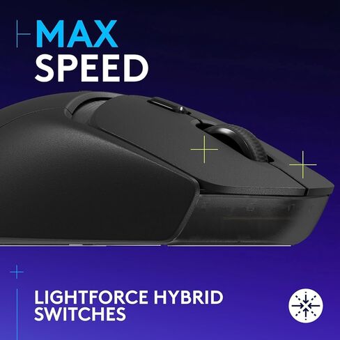 Logitech G309 Lightspeed Wireless Gaming Mouse, Lightweight, LIGHTFORCE Hybrid Switches, Hero 25K Sensor, 300+ Hour Battery Life with AA Battery, 6 Programmable Buttons, PC & Mac - Black (Renewed) in Kuwait