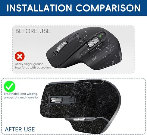 ZORBES® متوافق مع MX Master 3/3s، 6 قطع من مقابض ماوس الألعاب، شريط قبضة ماوس ذاتي اللصق مقطوع مسبقًا ومقاوم للعرق، وسادات ماوس منقوشة أنيقة in Kuwait