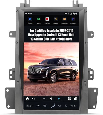 AUCARTUO AuCar Android 13 راديو السيارة 13.6 بوصة وحدة رأس شاشة تعمل باللمس لكاديلاك إسكاليد 2007-2014 سيارة الوسائط المتعددة ستيريو مشغل فيديو نظام تحديد المواقع والملاحة اللاسلكية Carplay & Android Auto 8+128GB in Kuwait