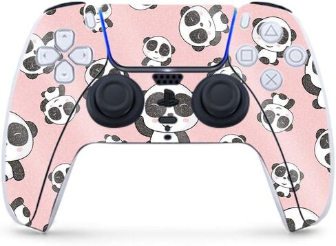 MightySkins Glossy Glitter Gaming Skin for PS5 / PlayStation 5 Controller - Panda Hello | Durable High-Gloss Glitter Finish | Easy to Apply and Change Style | Made in The USA in Kuwait