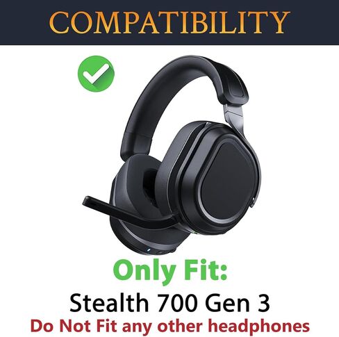 وسائد أذن SOULWIT من جل التبريد لسماعات الألعاب اللاسلكية Turtle Beach Stealth 700 Gen 3، استبدال وسائد الأذن بنسيج الحرير الجليدي، رغوة عزل الضوضاء - أسود in Kuwait