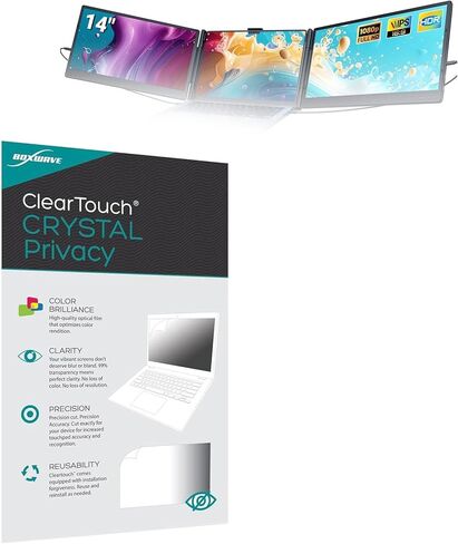 BoxWave Screen Protector Compatible With Ygretyrjh A2 Portable Monitor (14 in) - ClearTouch Crystal Privacy (2-Pack), Privacy Screen Protector Flexible Film Clear in Kuwait