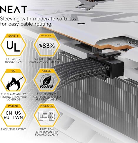 X-Enlazar 12V-2x6 PCIe 5.1 GPU Extension Cable - Individually Sleeved with Braiding & Combs, 16AWG Wire, 300mm Length - Black in Saudi Arabia