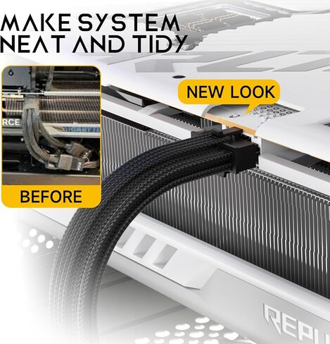 X-Enlazar 12V-2x6 PCIe 5.1 GPU Extension Cable - Individually Sleeved with Braiding & Combs, 16AWG Wire, 300mm Length - Black in Saudi Arabia