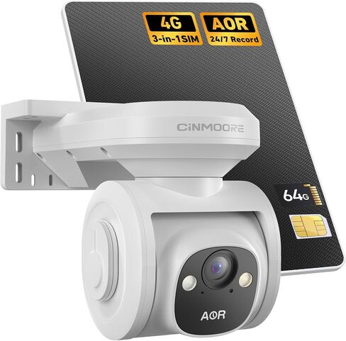 4G LTE Cellular Solar Security Camera Wireless Outdoor, No WiFi 2.5K Solar Powered Camera, Pan and Tilt, with SIM Card and 64GB SD Card, Color Night Vision, AI Motion Tracking, 2 Way Talk in Kuwait