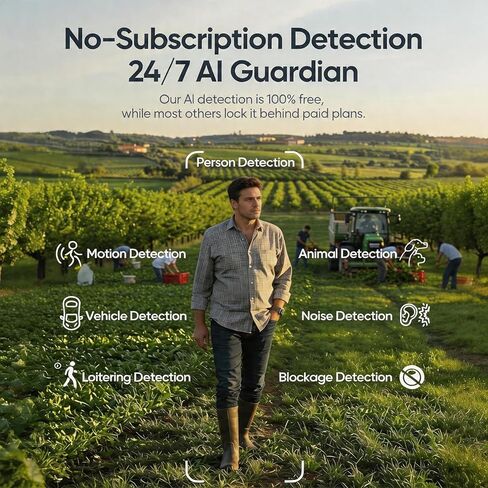 4G LTE Cellular Solar Security Camera Wireless Outdoor, No WiFi 2.5K Solar Powered Camera, Pan and Tilt, with SIM Card and 64GB SD Card, Color Night Vision, AI Motion Tracking, 2 Way Talk in Kuwait