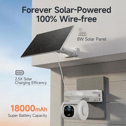 4G LTE Cellular Solar Security Camera Wireless Outdoor, No WiFi 2.5K Solar Powered Camera, Pan and Tilt, with SIM Card and 64GB SD Card, Color Night Vision, AI Motion Tracking, 2 Way Talk in Kuwait
