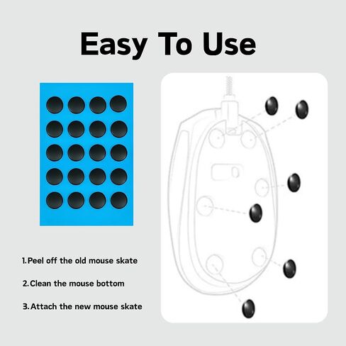 60 Dot Mouse Skates, High-Density PTFE for Glass & Cloth Mousepads, Rounded Polished Edges - Quiet, Smooth Glide, Compatible with GPW/GPW2 (60black) in Kuwait