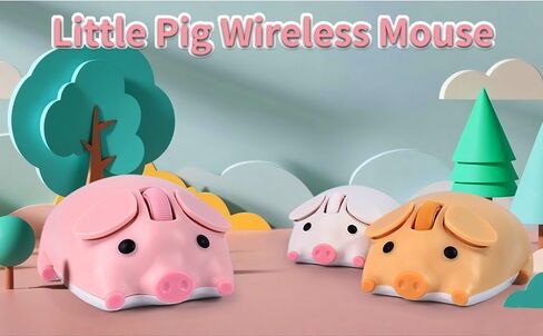 Wireless Mouse Dual Mode Bluetooth 5.1/2.4G USB Lovely Cute Animal Pig Shaped Mice 1200DPI Portable Cordless Mute Ergonomic Mouse for Laptop PC iPad Windows/iOS/Android Children Kids Gift (Pink) in Kuwait