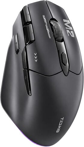 ماوس ألعاب لاسلكي TMKB M2، 24000 نقطة في البوصة خفيف الوزن ثلاثي الوضع 2.4 جيجا/BT/ماوس سلكي، 9 أزرار قابلة للبرمجة، 600 مللي أمبير قابلة لإعادة الشحن، إضاءة خلفية RGB للكمبيوتر الشخصي والكمبيوتر المحمول وماك in Kuwait