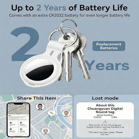 علامات التتبع 2 حزمة [معتمدة من Apple MFi] تعمل مع Apple Find My (iOS فقط) Air Bluetooth Smart Item Locator Tag Key Finder مقاوم للماء في جميع أنحاء العالم جهاز تتبع للأمتعة ومحفظة الحيوانات الأليفة والأطفال والكلاب in Kuwait