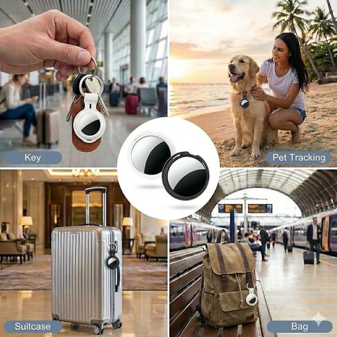 علامات التتبع 2 حزمة [معتمدة من Apple MFi] تعمل مع Apple Find My (iOS فقط) Air Bluetooth Smart Item Locator Tag Key Finder مقاوم للماء في جميع أنحاء العالم جهاز تتبع للأمتعة ومحفظة الحيوانات الأليفة والأطفال والكلاب in Kuwait