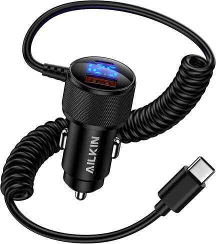 محول شاحن سيارة ولاعة السجائر USB من النوع C بقدرة 78 وات لهاتف Samsung Galaxy S26 S25 Ultra، منفذ مزدوج QC وPD 3.0 مع شاحن سيارة ملفوف USB-C بطول 4 أقدام و30 وات، سلك شحن سريع، محول سيارة USBC لهاتف iPhone 17 e in Kuwait