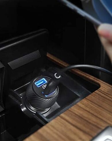 شاحن سيارة، محول شاحن سيارة Anker Quick Charge 3.0 39W Dual USB، PowerDrive Speed ​​2 لهاتف Galaxy S10/S9/S8/S7/S6/Plus، Note 9، PowerIQ لهاتف iPhone 11/XS/Max/XR/X/8/7، iPad Pro، LG، Nexus، والمزيد in Kuwait