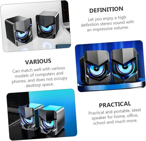 VALICLUD USB-Powered Mini Computer Speakers Compact Wired Desktop Laptop Loudspeaker Boxes with Deep Bass for Office and Multimedia Use, Black, Dc5v in Kuwait