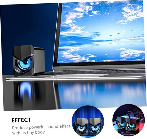 VALICLUD USB-Powered Mini Computer Speakers Compact Wired Desktop Laptop Loudspeaker Boxes with Deep Bass for Office and Multimedia Use, Black, Dc5v in Kuwait