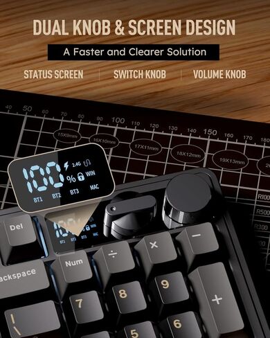 لوحة مفاتيح ميكانيكية RK ROYAL KLUDGE M100 وماوس ألعاب لاسلكي M30، لوحة مفاتيح ألعاب لاسلكية 96% ثلاثية الوضع مع لوحة أرقام، 24000 نقطة في البوصة، 43 جم خفيف الوزن للغاية، مستشعر PAW3311 للكمبيوتر الشخصي/Mac in Kuwait