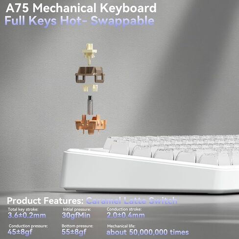 SOLAKAKA A75 وSM900، مجموعة لوحة مفاتيح وماوس لاسلكية للكمبيوتر الشخصي (A75 Crystal-White & SM900 Black) in Kuwait