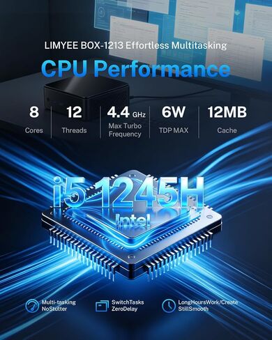 أجهزة كمبيوتر صغيرة 16 جيجابايت DDR4 512 جيجابايت SSD i5-12450H (8C/12T، حتى 4.4 جيجا هرتز)، كمبيوتر مكتبي صغير رباعي 4K، WiFi6/BT5.2/Dual 2.5G LAN PC، للمنزل/المكتب/الأعمال/تحرير الفيديو/الأعمال in Kuwait