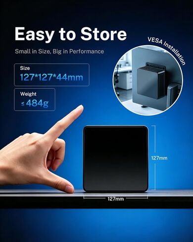 أجهزة كمبيوتر صغيرة 16 جيجابايت DDR4 512 جيجابايت SSD i5-12450H (8C/12T، حتى 4.4 جيجا هرتز)، كمبيوتر مكتبي صغير رباعي 4K، WiFi6/BT5.2/Dual 2.5G LAN PC، للمنزل/المكتب/الأعمال/تحرير الفيديو/الأعمال in Kuwait