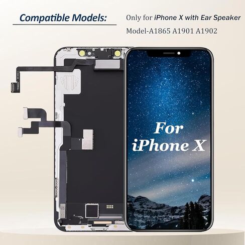 لشاشة iPhone X بديلة LCD 5.8 بوصة ثلاثية الأبعاد تعمل باللمس محول رقمي مجموعة كاملة مع مكبر صوت الأذن أدوات إصلاح مستشعر القرب A1865 A1901 A1902 in Kuwait