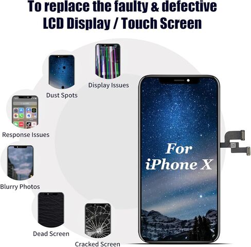 لشاشة iPhone X بديلة LCD 5.8 بوصة ثلاثية الأبعاد تعمل باللمس محول رقمي مجموعة كاملة مع مكبر صوت الأذن أدوات إصلاح مستشعر القرب A1865 A1901 A1902 in Kuwait