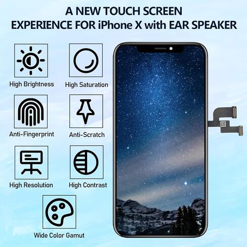 لشاشة iPhone X بديلة LCD 5.8 بوصة ثلاثية الأبعاد تعمل باللمس محول رقمي مجموعة كاملة مع مكبر صوت الأذن أدوات إصلاح مستشعر القرب A1865 A1901 A1902 in Kuwait