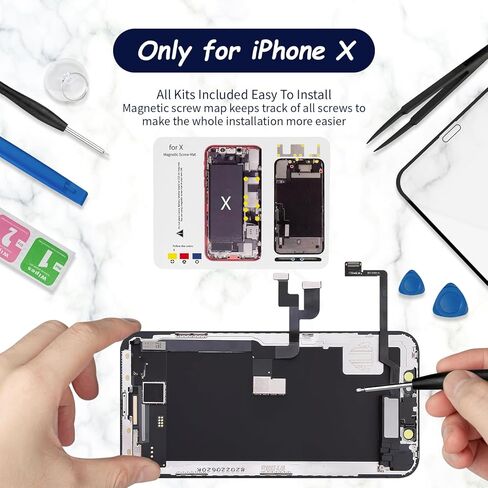 لشاشة iPhone X بديلة LCD 5.8 بوصة ثلاثية الأبعاد تعمل باللمس محول رقمي مجموعة كاملة مع مكبر صوت الأذن أدوات إصلاح مستشعر القرب A1865 A1901 A1902 in Kuwait