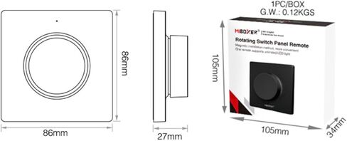مجموعة التحكم عن بعد MLR1 وحدة تحكم LED صغيرة بلون واحد وحزمة التحكم عن بعد بلوحة دوارة سوداء K1 (محرك LED 24 فولت 400 واط IP67 + شريط LED COB 24 فولت 480 LED/m CRI90 6500K أبيض) in Kuwait