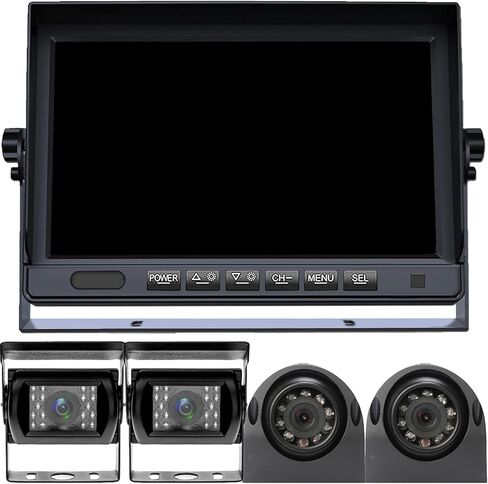 RV Backup Camera System with 7'' Quad Split 1080P Monitor for Truck Trailer Semi Camper Bus & 4 AHD Rear Side View Camera with DVR Record Function IP69 Waterproof Night Vision Avoid Blind Spot DOUXURY in Saudi Arabia