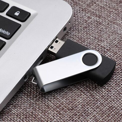 محرك أقراص فلاش USB سعة 32 جيجابايت مع محول من النوع C وحبل، محرك أقراص USB 2.0 معدني عالي السرعة قابل للدوران 360 درجة للهاتف/الوسادة/الكمبيوتر الشخصي/الكمبيوتر المحمول - (أسود 32 جيجابايت) in Kuwait