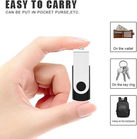 محرك أقراص فلاش USB سعة 32 جيجابايت مع محول من النوع C وحبل، محرك أقراص USB 2.0 معدني عالي السرعة قابل للدوران 360 درجة للهاتف/الوسادة/الكمبيوتر الشخصي/الكمبيوتر المحمول - (أسود 32 جيجابايت) in Kuwait