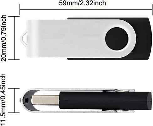 محرك أقراص فلاش USB سعة 32 جيجابايت مع محول من النوع C وحبل، محرك أقراص USB 2.0 معدني عالي السرعة قابل للدوران 360 درجة للهاتف/الوسادة/الكمبيوتر الشخصي/الكمبيوتر المحمول - (أسود 32 جيجابايت) in Kuwait