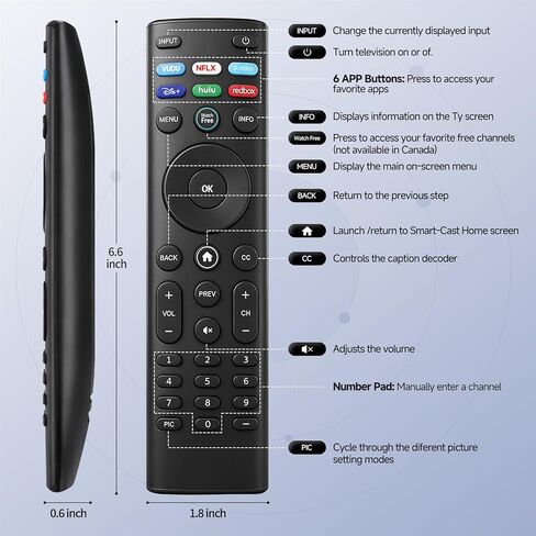 لاستبدال جهاز التحكم عن بعد للتلفزيون الذكي Vizio، متوافق مع XRT136 XRT140 XRT260 XRT270، يعمل مع أجهزة التلفاز الذكية من سلسلة D وE وM وP وV وPX، بدون وظيفة صوتية in Kuwait