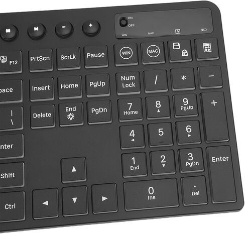 مجموعة لوحة مفاتيح وماوس لاسلكية من POCREATION 2.4G 115 مفتاحًا مع إضاءة خلفية RGB ومفاتيح الوسائط المتعددة وحامل هاتف لوحة المفاتيح الرقمية للكمبيوتر المحمول بنظام التشغيل OS in Kuwait