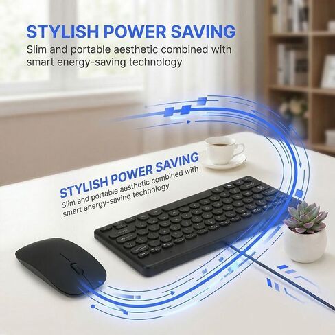 مجموعة لوحة المفاتيح والماوس 78 مفتاحًا و4 أزرار - تصميم مريح USB سلكي مع أغطية مفاتيح مستديرة للكمبيوتر المكتبي والاستخدام المنزلي in Kuwait