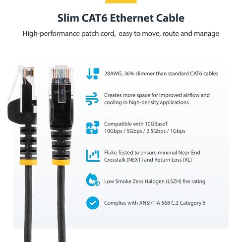 StarTech.com كابل إيثرنت CAT6 أحمر نحيف 9 بوصة، Snagless RJ45، LSZH، 28AWG نحاس عاري نقي، كابل/سلك تصحيح الشبكة النحيف in Kuwait