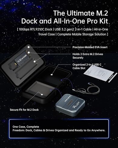 محطة إرساء SD05 Pro M.2 SSD إلى USB C، قارئ خارجي NVMe PCIe SATA NGFF بسرعة 10 جيجابت في الثانية، حاوية ألومنيوم خالية من الأدوات برقاقة RTL9210C مع حافظة تبريد ومنظم محمولة ثلاثية الجوانب، سعة 4 تيرابايت، رمادي in Kuwait