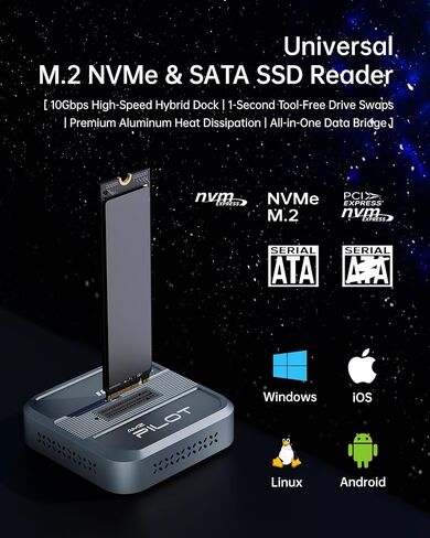 محطة إرساء SD05 Pro M.2 SSD إلى USB C، قارئ خارجي NVMe PCIe SATA NGFF بسرعة 10 جيجابت في الثانية، حاوية ألومنيوم خالية من الأدوات برقاقة RTL9210C مع حافظة تبريد ومنظم محمولة ثلاثية الجوانب، سعة 4 تيرابايت، رمادي in Kuwait